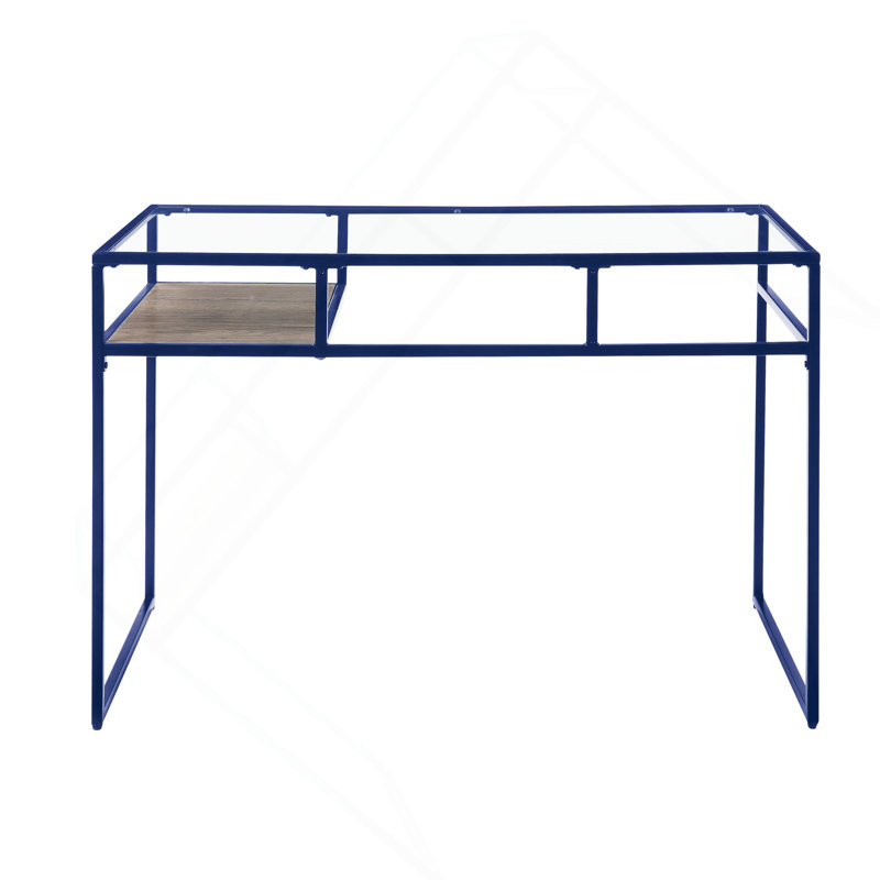 Bureau d'écriture moderne et minimaliste avec rangement fonctionnel pour un espace de travail efficace, Bleu