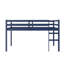 Lit mezzanine bas en bois massif, taille simple, pour enfant, avec barrières de sécurité et échelle, bleu : double-424457277-424457278