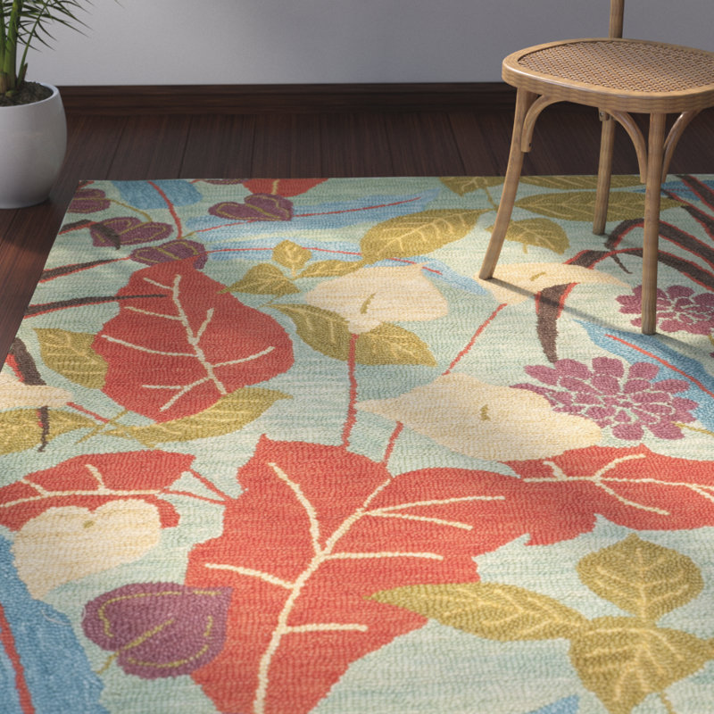 Emrick Hand Hooked Wool Floral Rug, Rectangle 8' x 10'