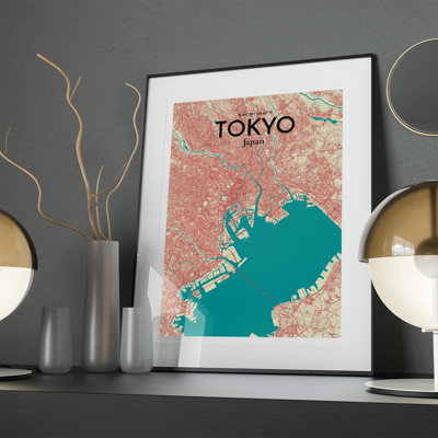 Tokyo City Map In Tricolour - No Frame Print