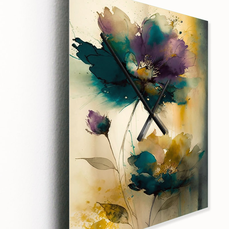 Horloge murale surdimensionnée Delicate Blossoming Pansy Flower Retro II, Très grand