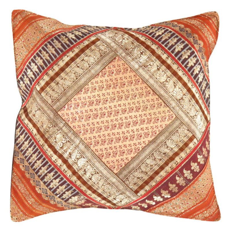 Square Pillow Cover, Red/Beige