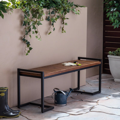 Banc en bois et fer texturé - surface chimérique