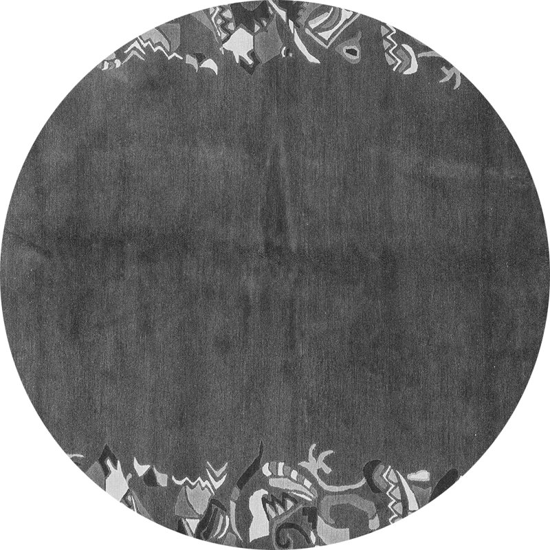Tapis rond gris en laine / polyester tissé à la machine Audeline