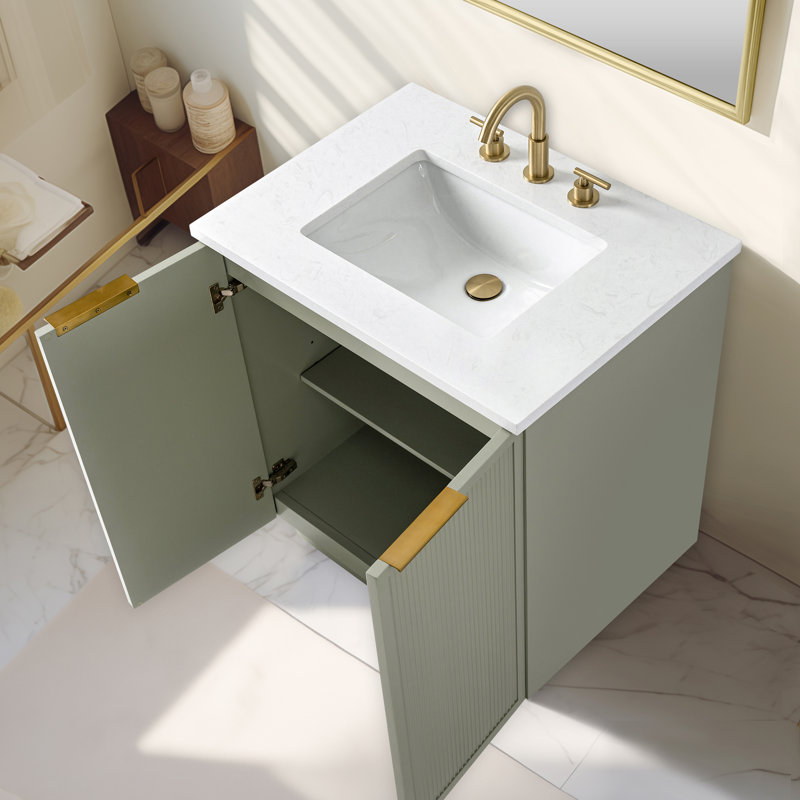 Aderyn 30" Single Vanity, Light Sage/Brushed Bronze