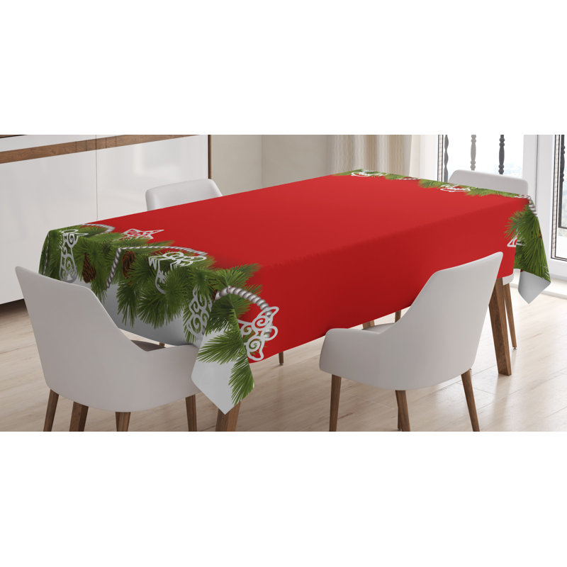 Noel Time Celebratory Spiral Ornament Coniferous Spruce Angel Tablecloth, 90" x 60"