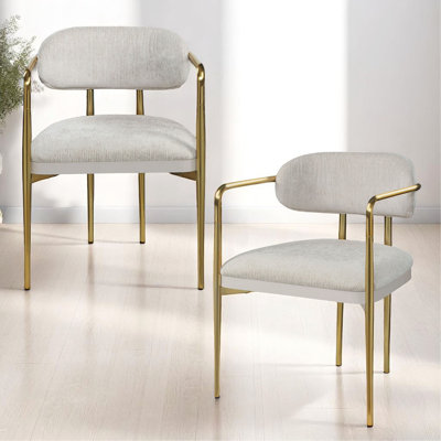 Fauteuil en chenille et or Zayn Beige (ensemble de 2)