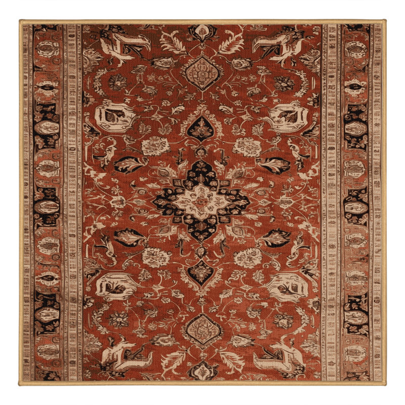 Tapis brun lavable à la machine, Carré 5 pi