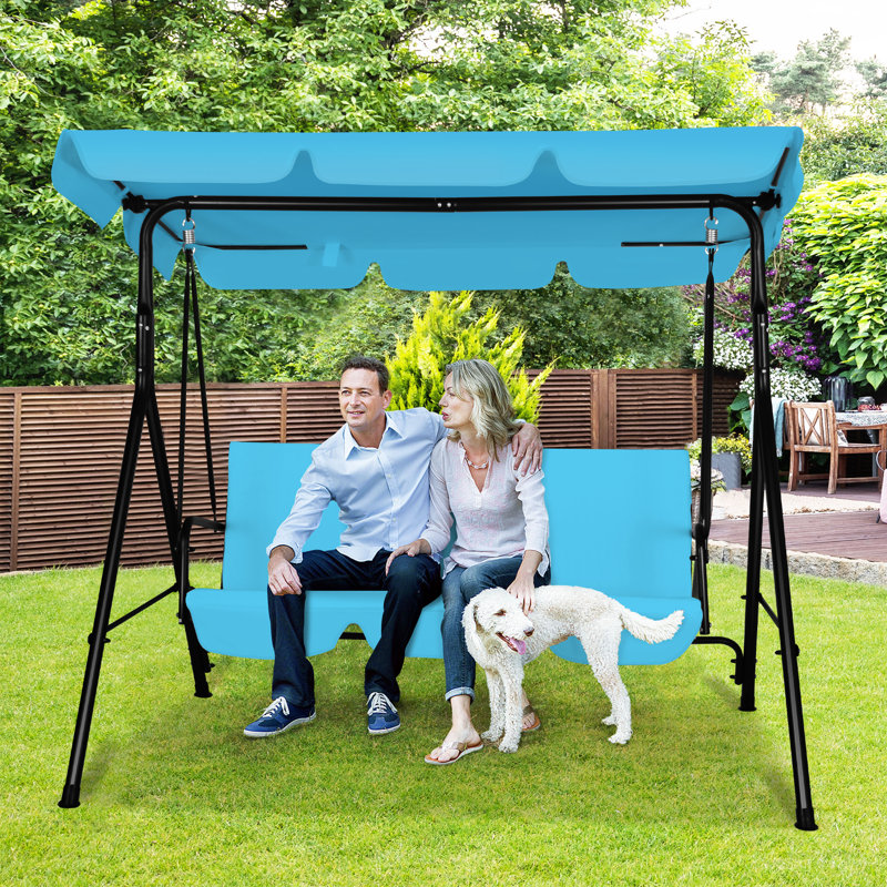 Balancelle 3 personnes avec auvent réglable, Bleu