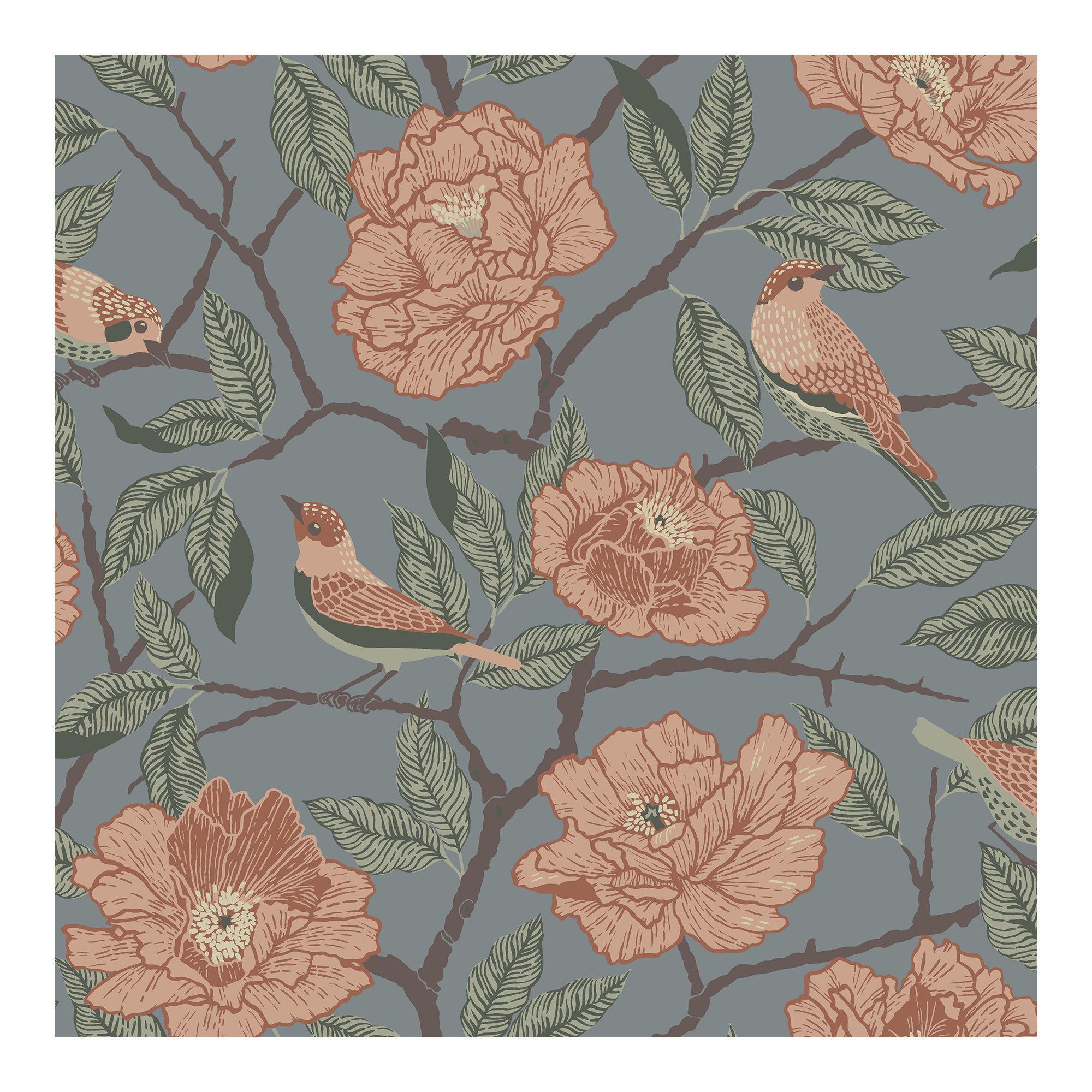 Botanical Wallpaper, Blue