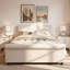 Lit rembourré avec bords roulés épais, pieds ovales à double couche rétro et tête de lit robuste-355910540-355910538