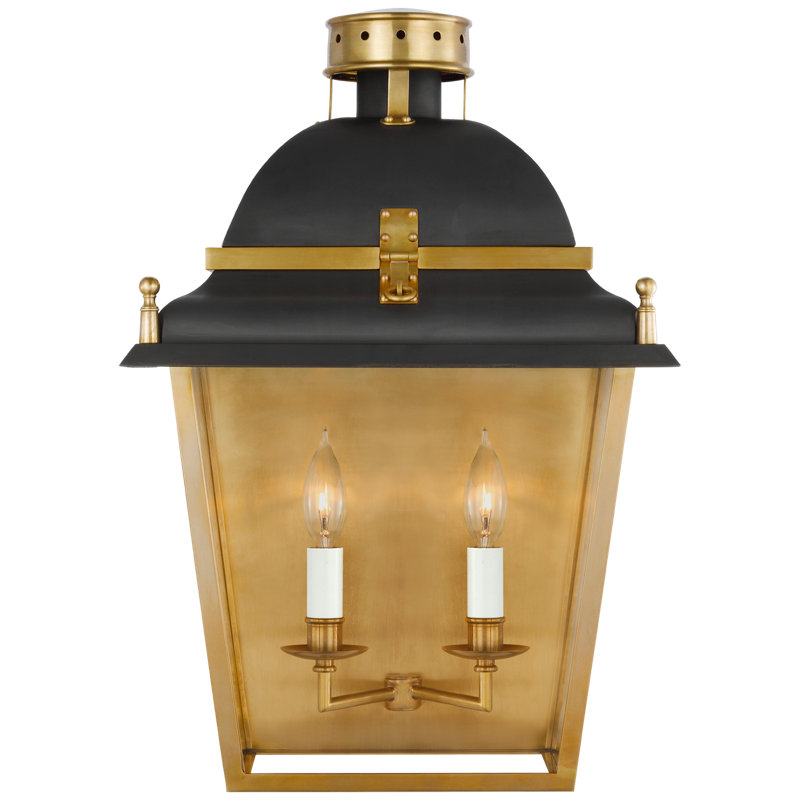 Coventry Flush Mounted Sconce, Black/Antique Burnished Brass