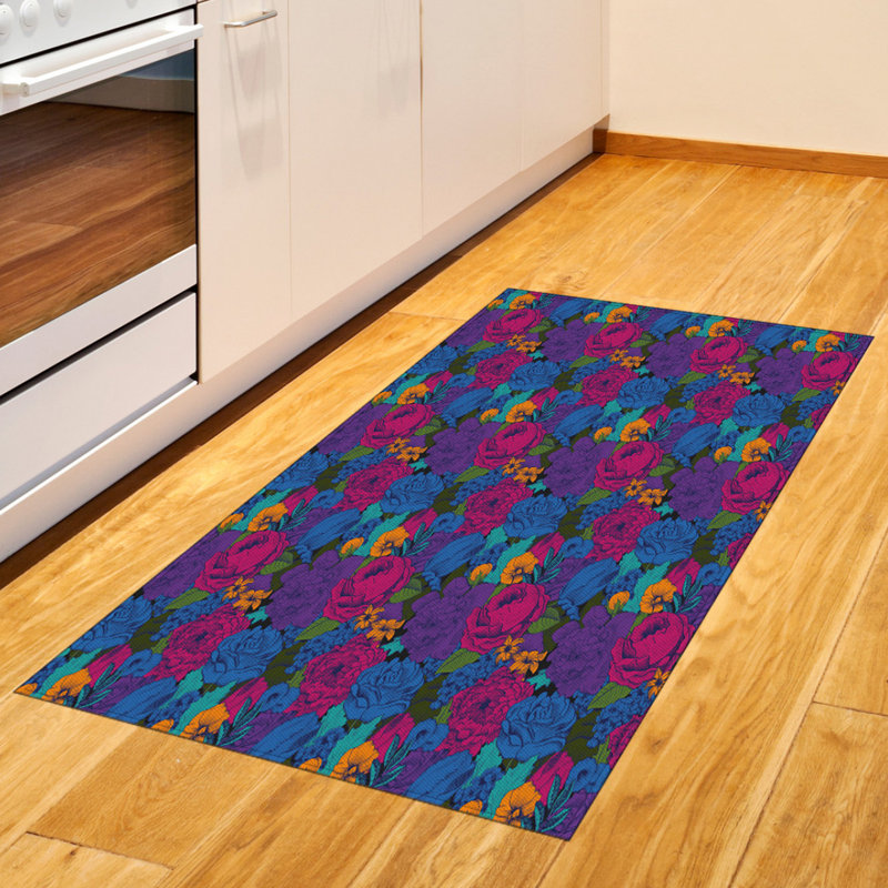 Floral High Density Long Fiber Poly Threads Decorative Area Rug Carpet, Rectangle 2'7" x 5'