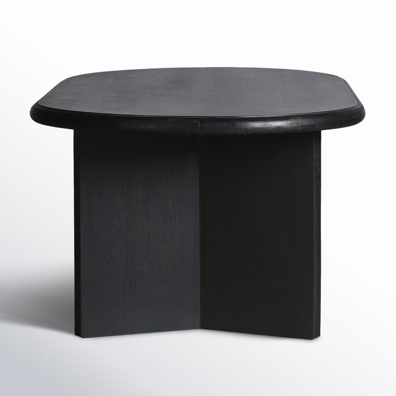 Matte Black Solid Mango Wood Minimalist Coffee Table