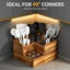 Porte-ustensiles avec tapis de séchage en pierre, organisateur de comptoir de coin à 4 compartiments (bois)-69783884