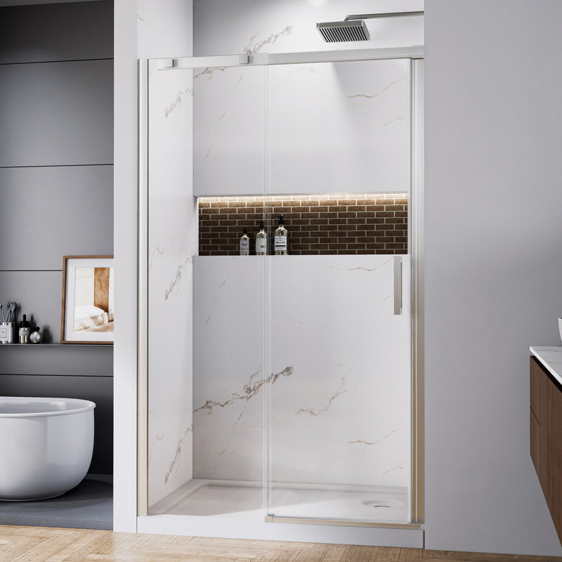 Porte de douche, porte de douche coulissante en aluminium avec quincaillerie en acier inoxydable durable
