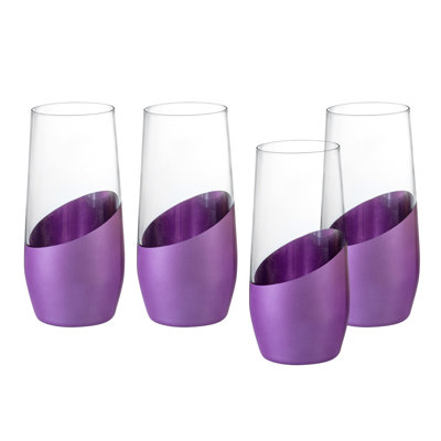 4 Piece 11 oz Purple Wine Drinking Glasses