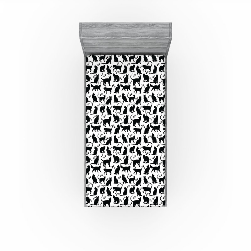 Ensemble de 2 draps-housse pour chat Ambesonne, Drap-housse de taille simple