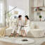 Canapés incurvés de 110,2 po x 62 po pour le salon, canapé modulaire incurvé avec 5 coussins, canapé en forme de L avec siège profond, mousse à mémoire de haute densité, aucun assemblage requis, (BLANC)-742980742