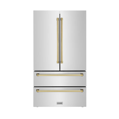 ZLINE 36"" Autograph Edition 22.5 cu. ft Freestanding French Door Refrigerator with Ice Maker in Fingerprint -  RFMZ-36-G