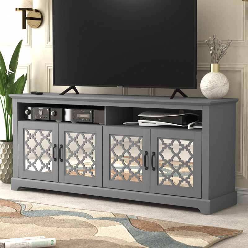 Chessani TV Stand with Open Storage for TVs up to 75", Cool Gray