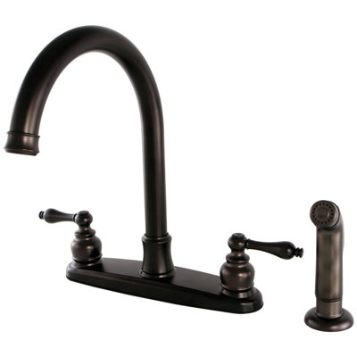 Kingston Brass Victorian Two-Handle 4-Hole 8" Centerset Kitchen Faucet with Side Sprayer
