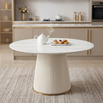 Table de salle à manger ronde en pierre frittée