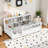 Twin Size Wooden Floor Bed With Extra-High Safety Guardrails, Side Storage Decorative Function-887469270-887469271