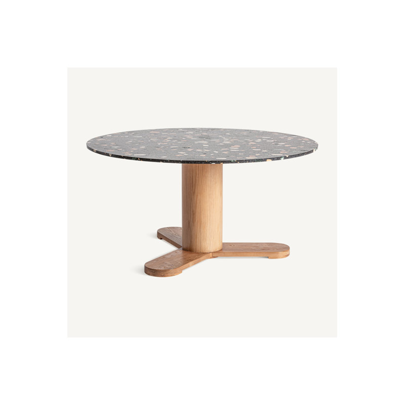 Round Solid Wood Base Dining Table