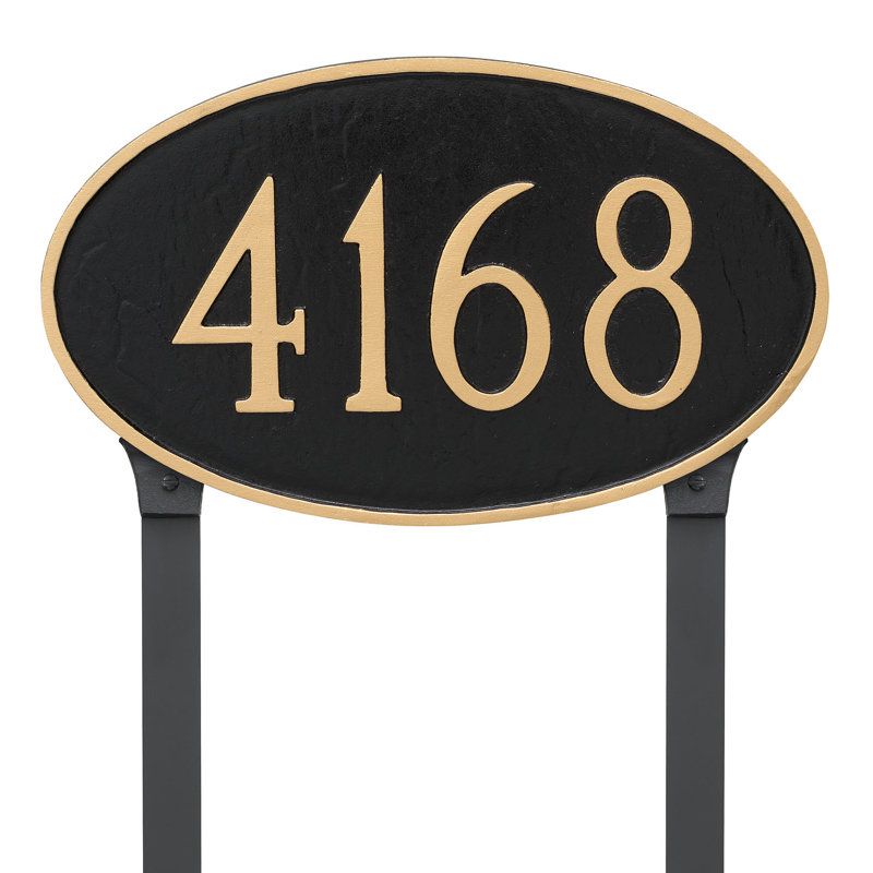 Enseigne d’adresse pour pelouse sur 1 ligne, Rouge brique / argent