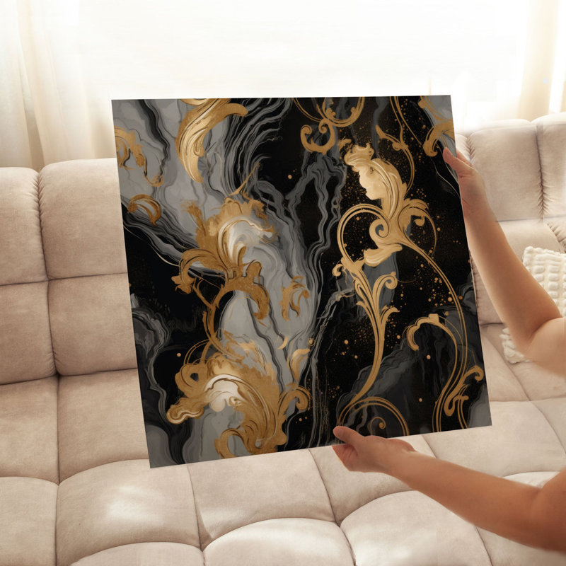 «Abstract Luxe Symphony II», reproduction d'art moderne sans cadre, H 12 po x l 12 po