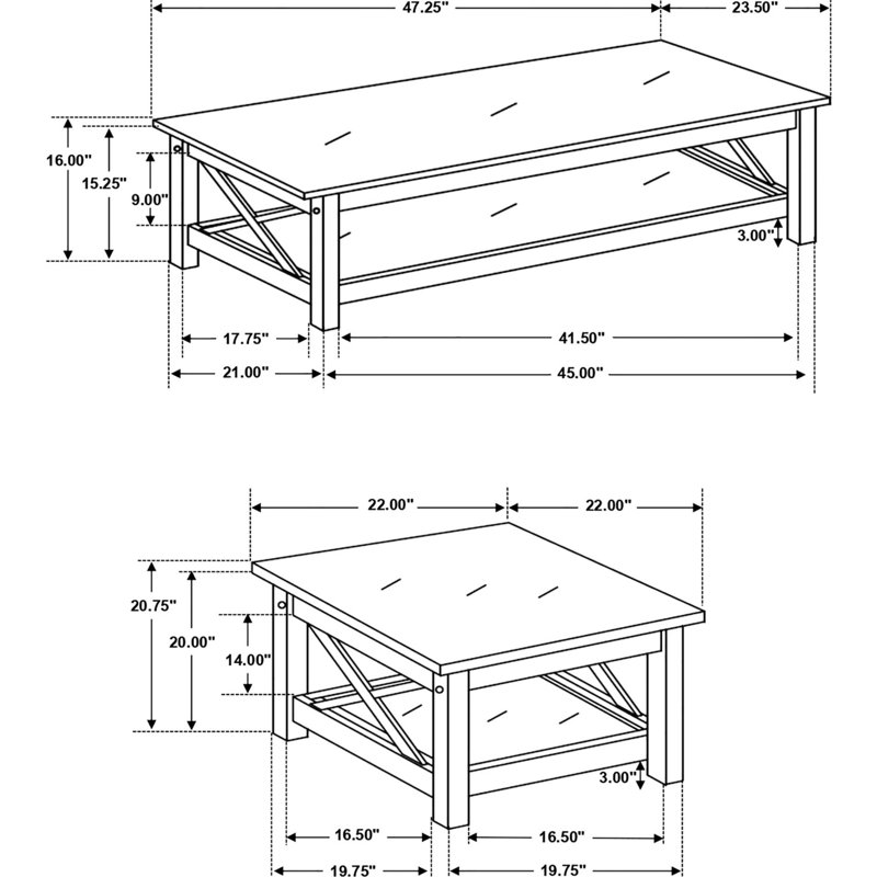 3 Dark Occasional With Rectangular Coffee Table And End Tables Rich Finish : Asian Hardwood Lower Storage Style