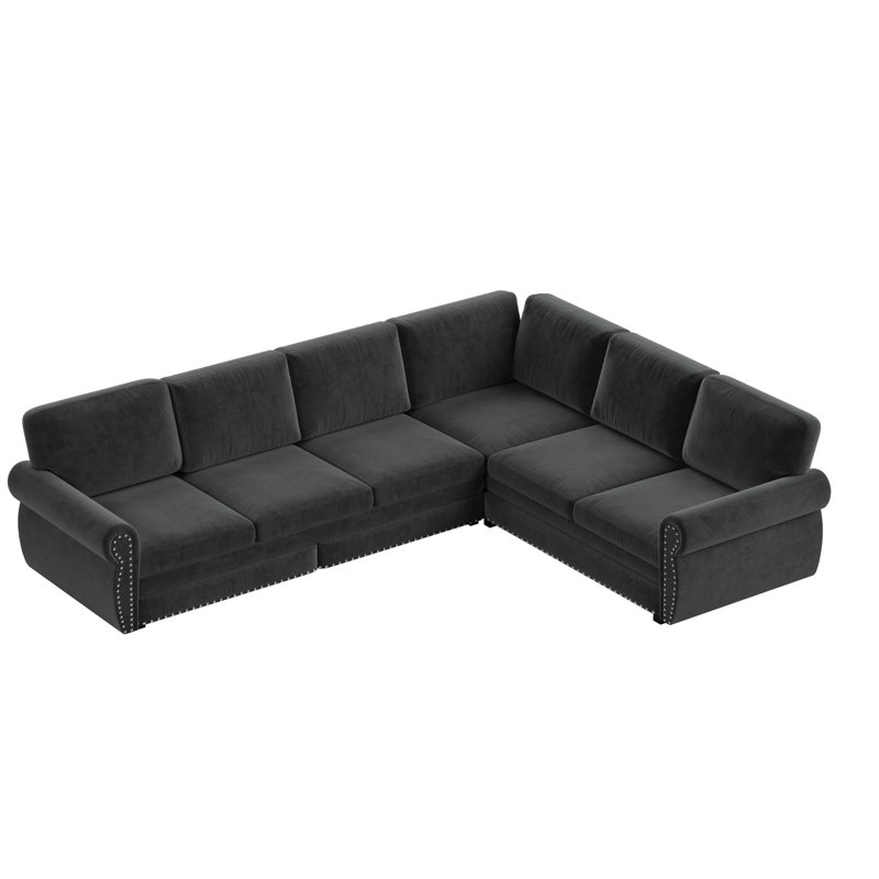 Canapé convertible en chenille en L avec lit escamotable pour le salon et le bureau