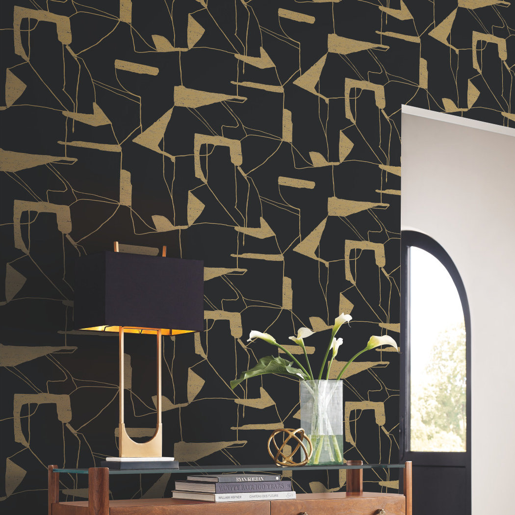 Alza Wallpaper Roll, Black/Gold