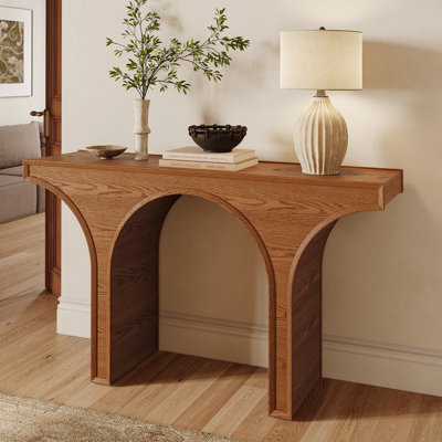  Console de vestibule en chêne brun HERNEST 52 po, entièrement assemblée