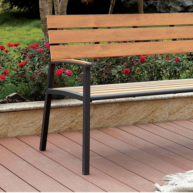 Banc de jardin en aluminium Abrego, Chêne