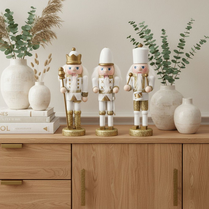 Ensemble de 3 décorations de casse-noisette traditionnelles 4,9 ", décorations des Fêtes casse-noisette