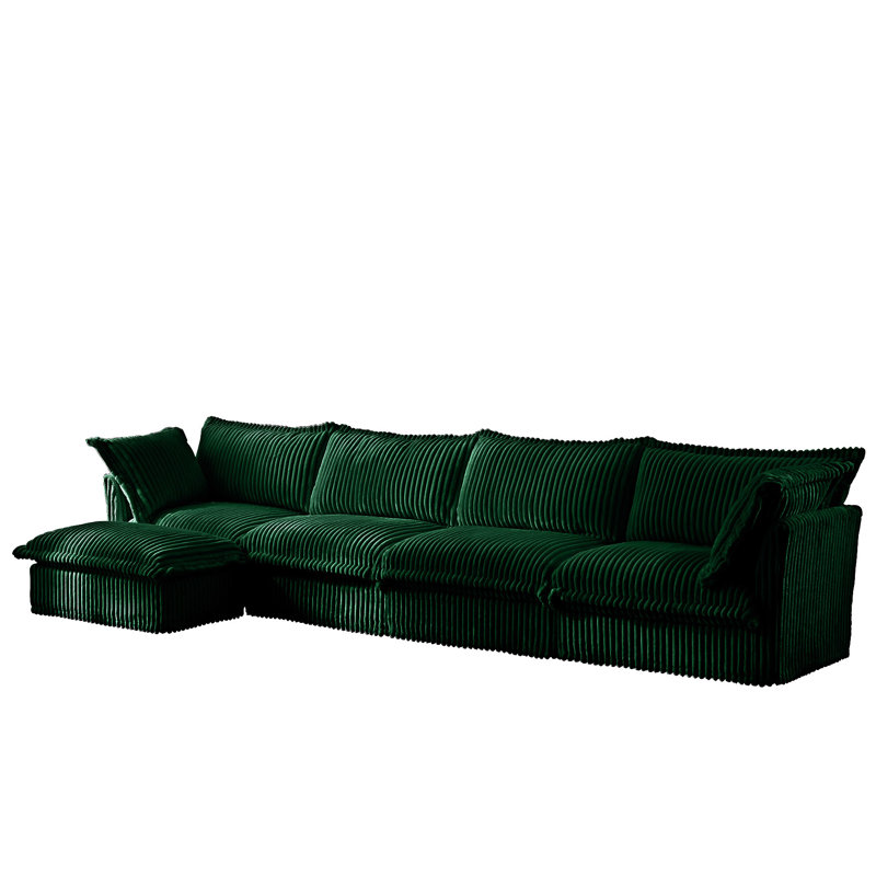 Canapé modulaire en L, H 34,6 po x l 156,6 po x P 33 po, Vert