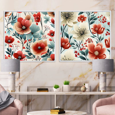 Henrietta - Ensemble de 2 collages floraux carrés
