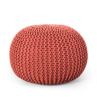 Pouf en coton corail - coussin rond et de plancher, limite de poids de 200 lb, élément décoratif, nettoyage des taches seulement, rembourrage de perles, 20 po x 13 po, tricoté de 2,5 lb ou capacité de 200 lb, propre, rembourré de perles, P 13 po