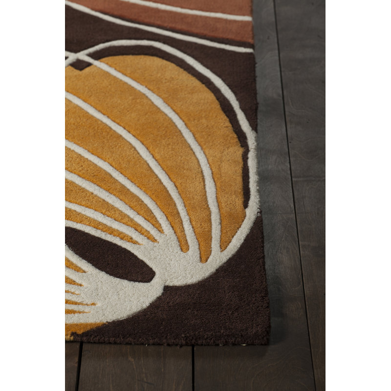 Inhabit Designer Brown/Orange Area Rug, Rectangle 5' x 7'6"