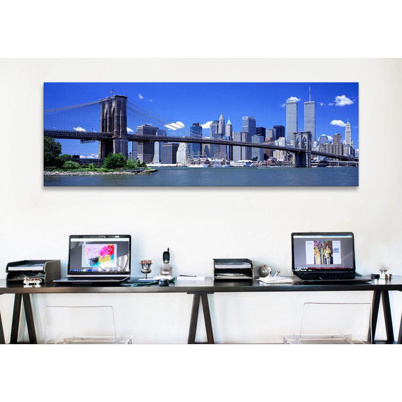 Vue panoramique du pont de Brooklyn panoramique, New York City NY USA - reproduction de photo sur toile tendue, Toile tendue