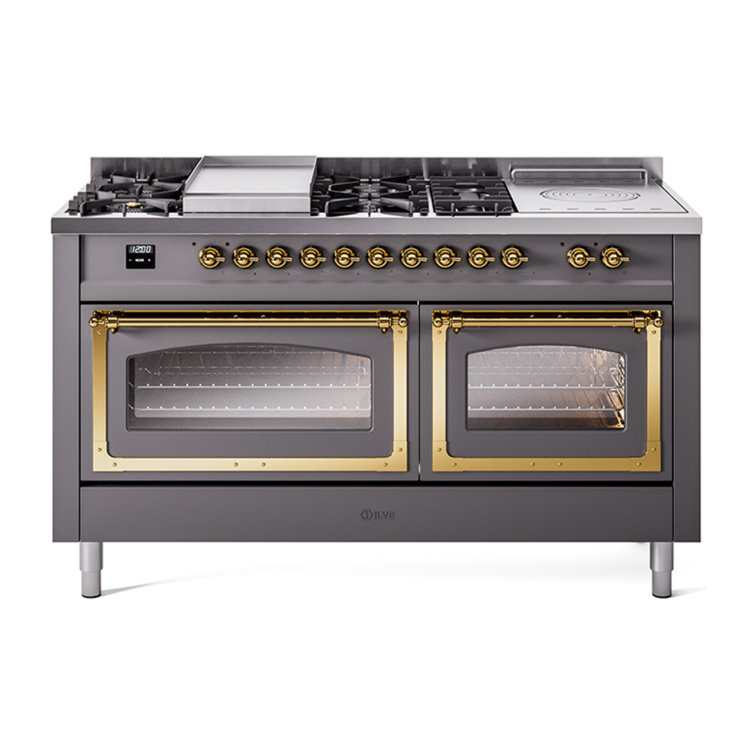 ILVE Nostalgie II Noblesse 60 in Dual Fuel Range 7 Burner, Griddle, Frenchtop