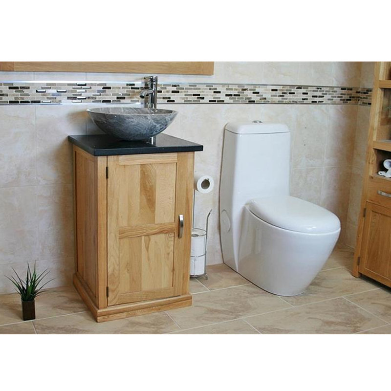 Matteo 500mm Single Bathroom Vanity with Vessel St1 Basin, Grey, Black