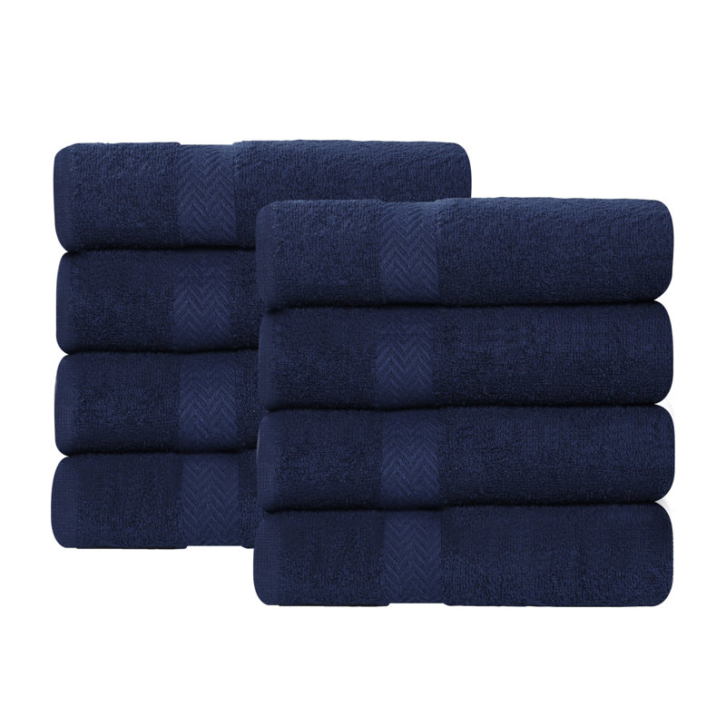 Essuie-mains en coton léger à séchage rapide, ensemble de 8, Bleu, Ensemble de 8 essuie-mains