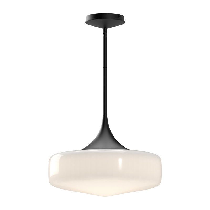 Nathania 1-Light Schoolhouse Glass Pendant, Matte Black