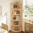 66.9'' H X 17.2'' W Wood Fan-Shaped Bookcase 6-Tier Storage Corner Shelf-518053607