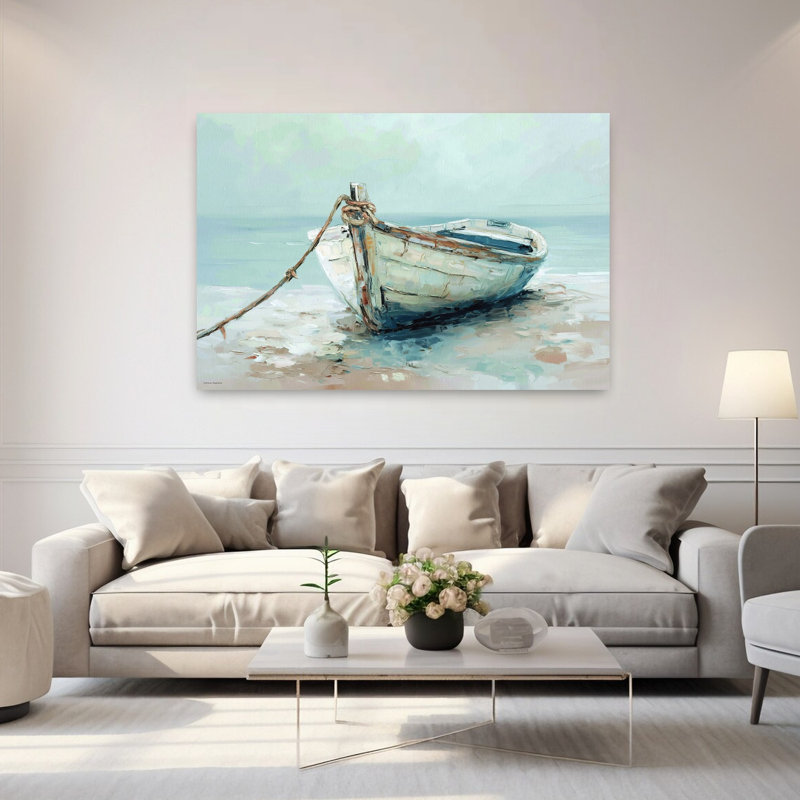 «Calm On The Creek Peaceful Serene Abstract Coastal Landscape», art mural, H 40 po x l 60 po