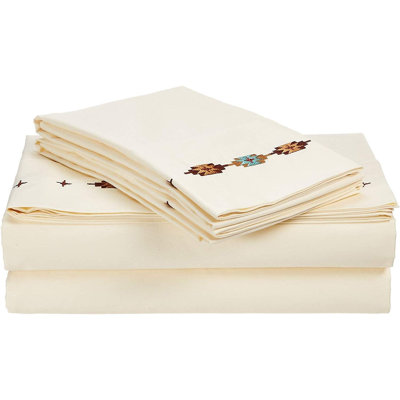 Socorro Cotton Embroidered Geometric Pattern Aztec Rustic Lodge Southwestern Sheet Set