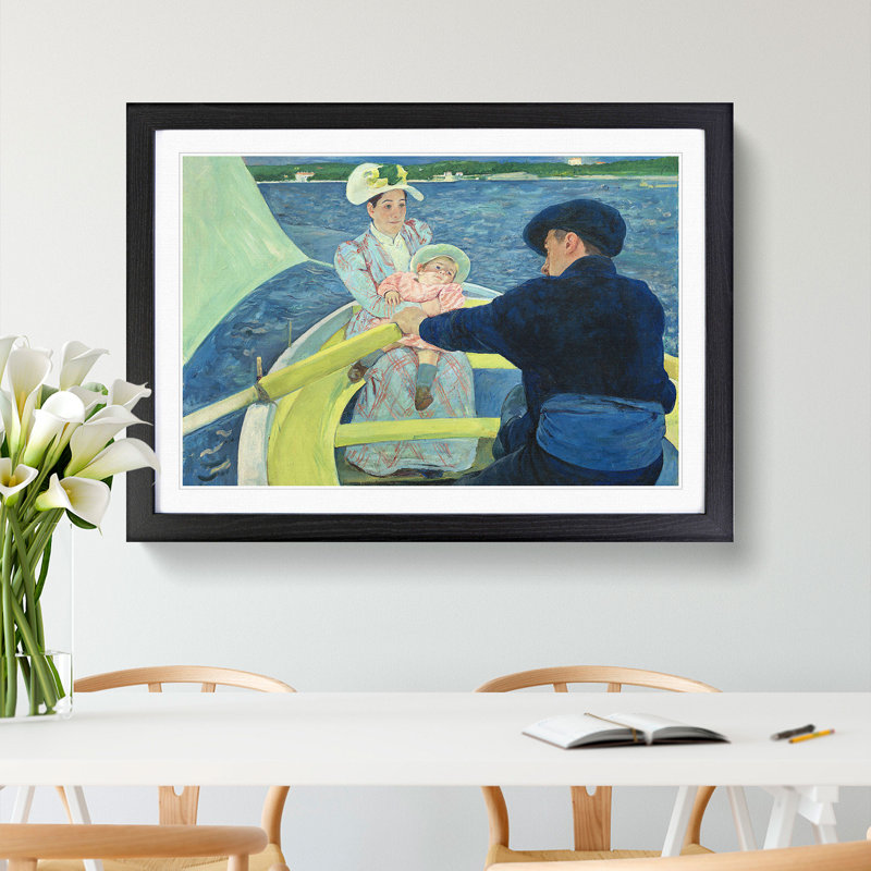 The Boating Party by Mary Cassatt - Picture Frame Painting, 27cm H x 36cm W x 2cm D, Black Framed